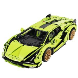 green supercar building blocks completed model display
