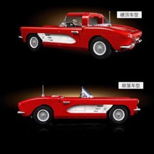 Retro Convertible Sports Car Building Blocks Set completed model front view