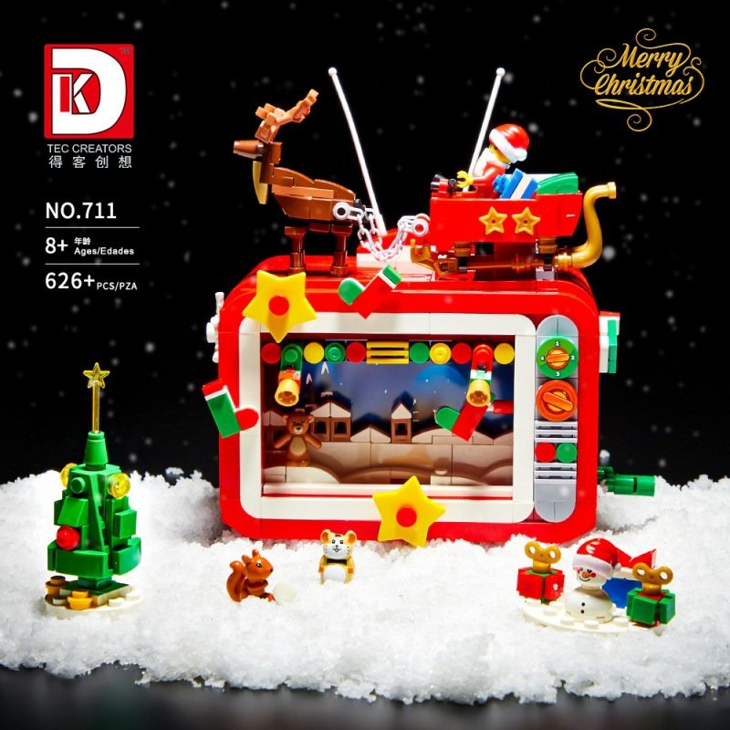 Christmas Mini Building Blocks Set Santa Train and TV model