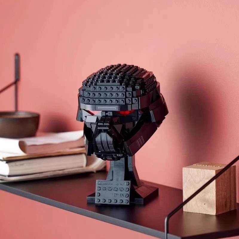 dark soldier helmet building set close-up visor detail