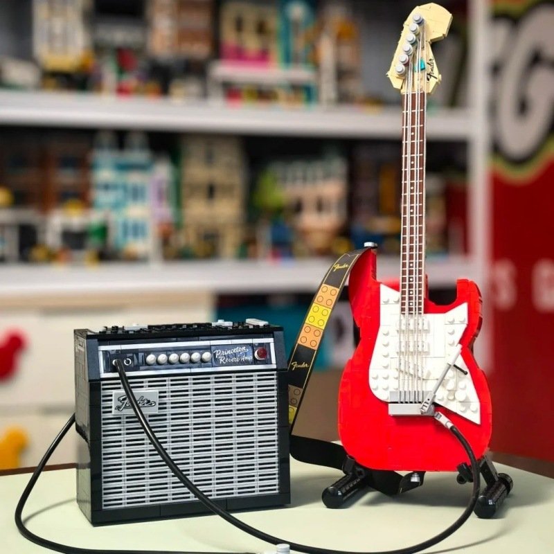 mini bricks guitar display model for desk decoration