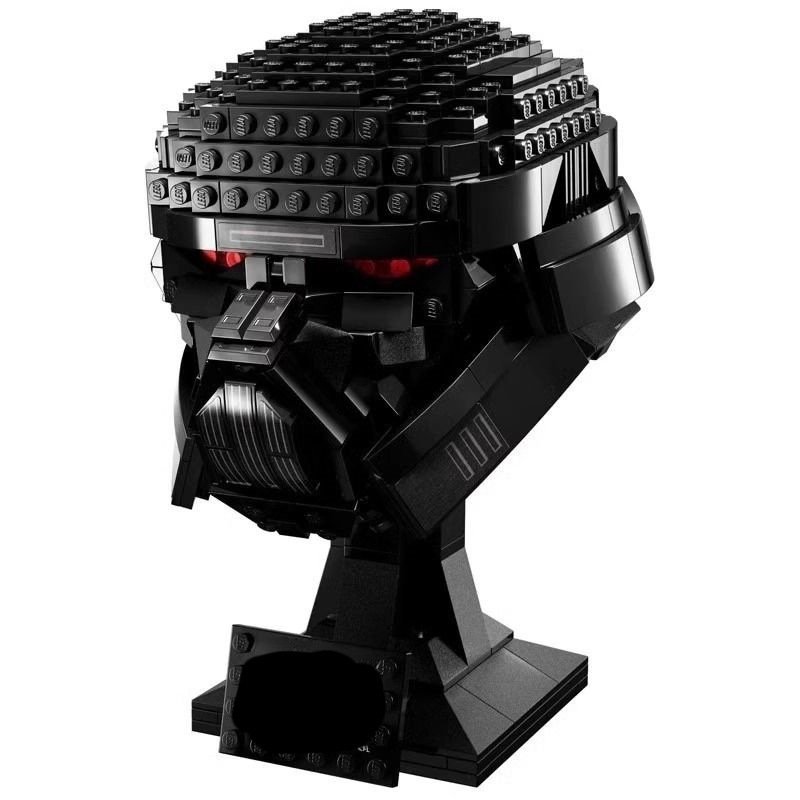 Sci‑Fi Dark Soldier Helmet Building Blocks Set completed model